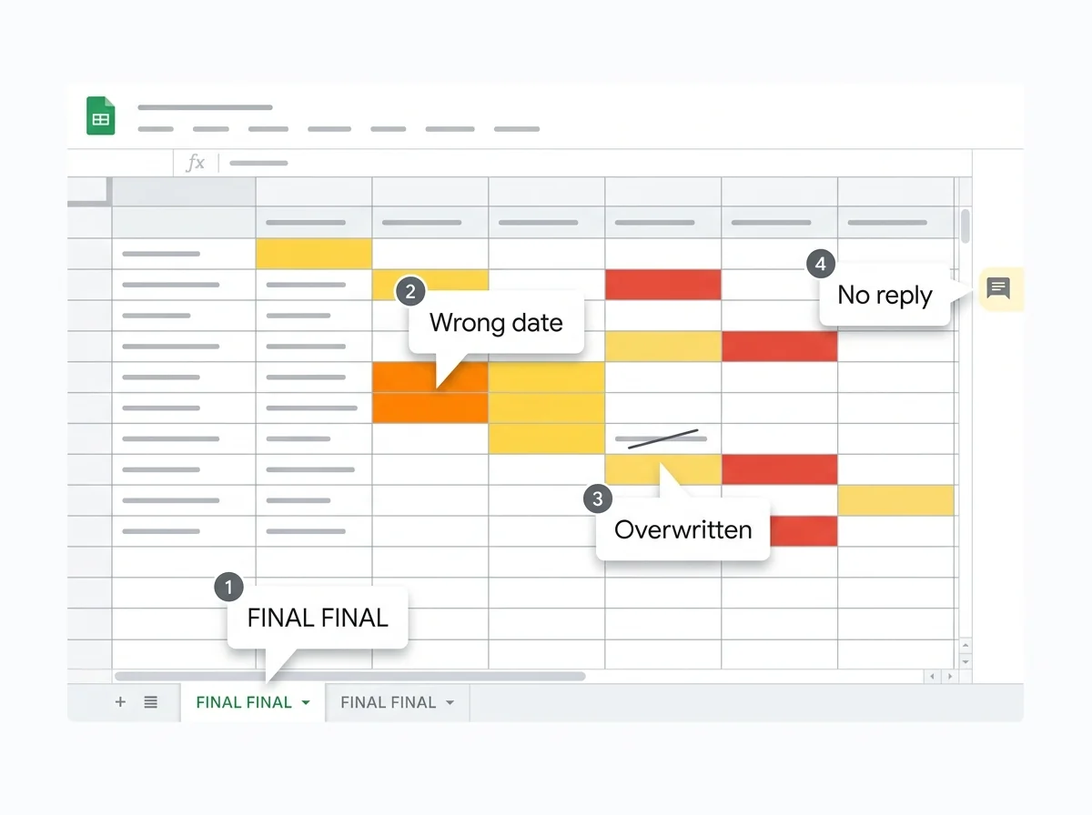 A laptop showing a carpool Google Sheet alongside a phone showing a clean modern carpool app schedule